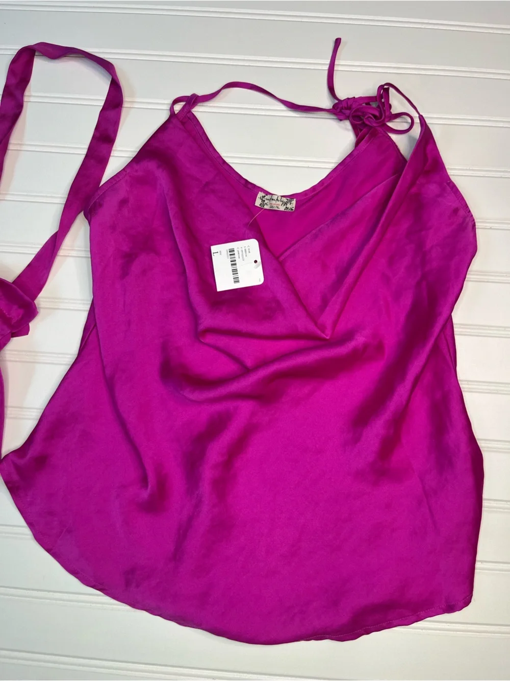 NEW Free People Intimately Magenta Satin Halter Cami & Matching Bag